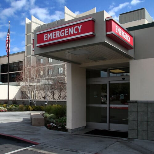 Emergency entrance of a hospital.