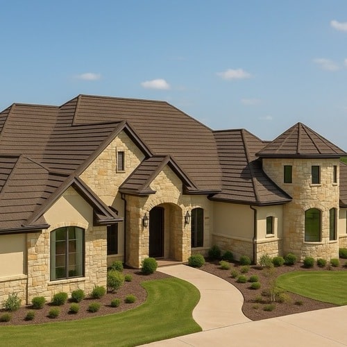 Stone coated steel roofing