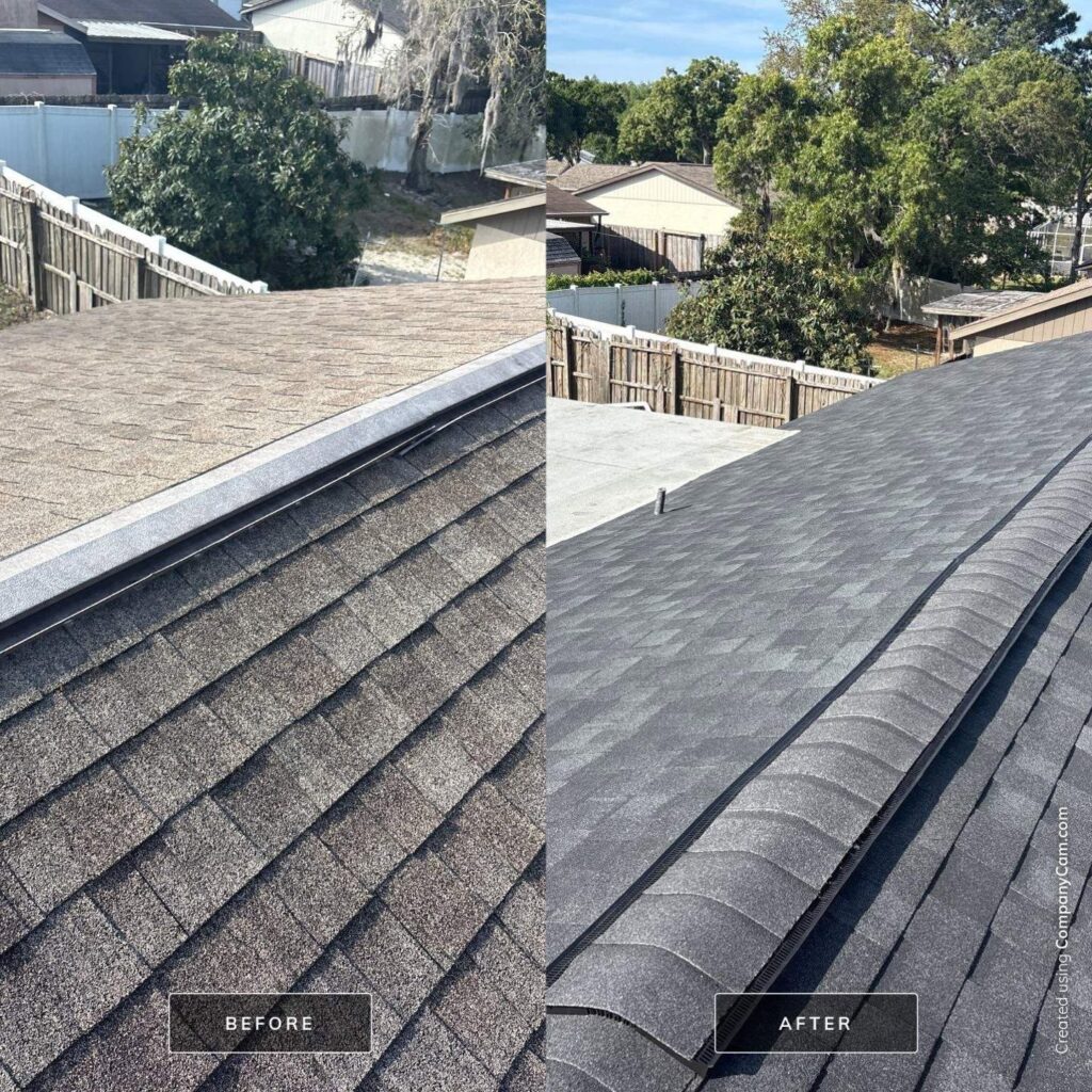 Before and after of roof vent repair