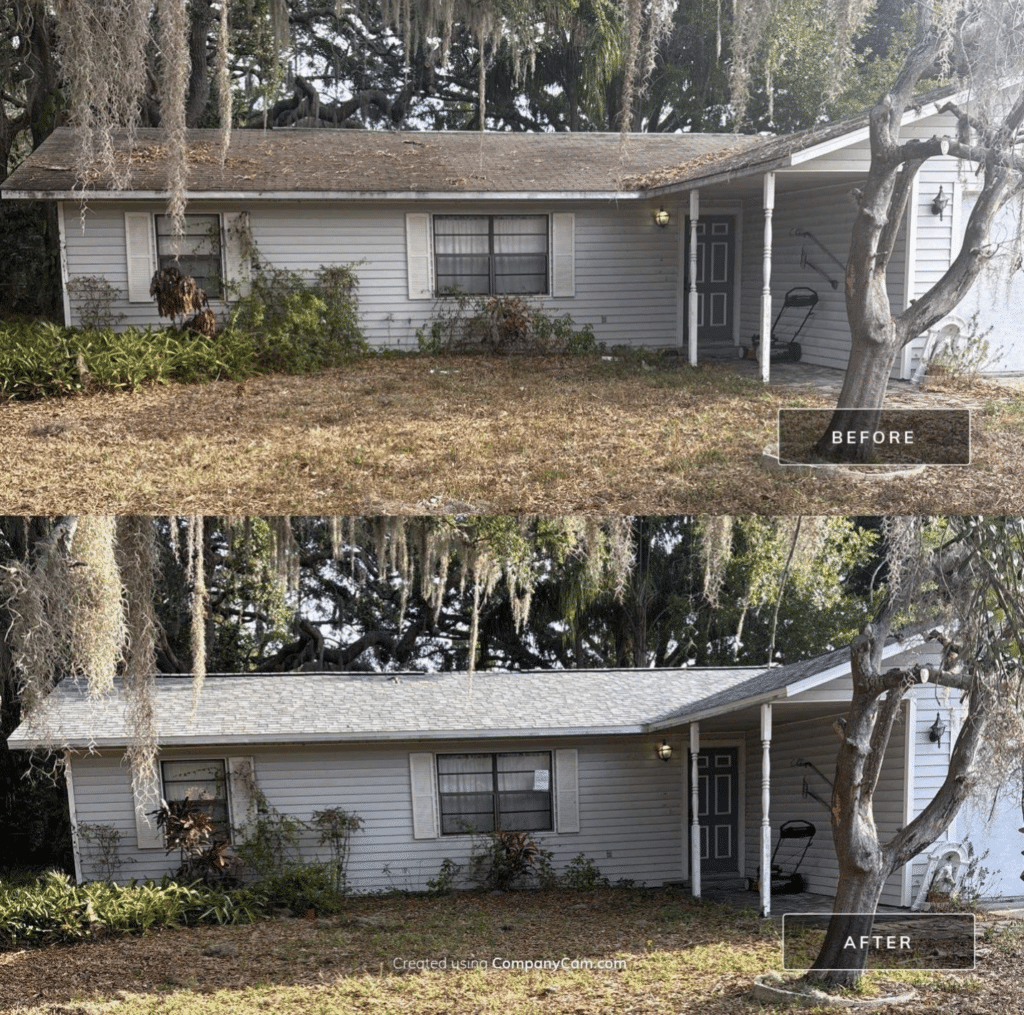 Finished shingle roof installation