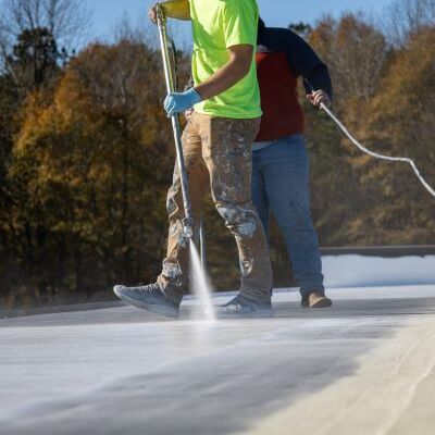 Contractors provide roof restoration.